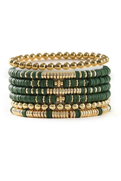 St Patricks Multi Layered Beaded Bracelet Set | Vineyard Green