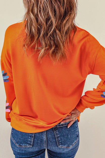 Colourful Turkey Thanksgiving Graphic Sweatshirt | Orange