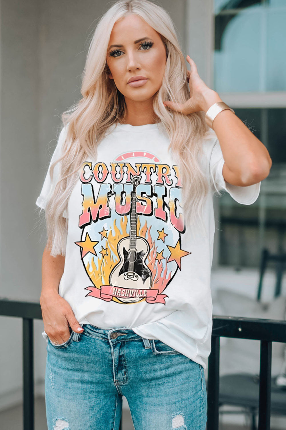 Country Music Nashville Graphic Tee | White