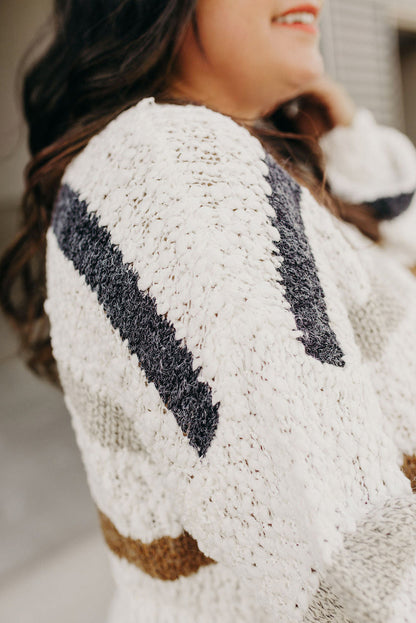 d Popcorn Knit Sweater | Stripe