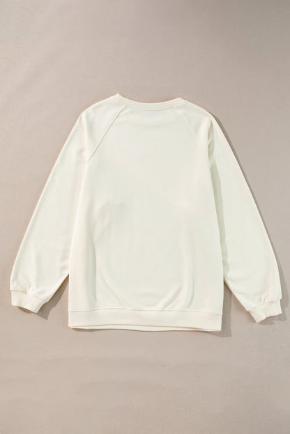 White Rainbow Raglan Sleeve Crew Neck Plus Size Sweatshirt | white