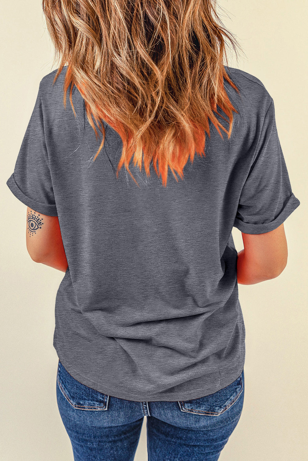 Casual Plain Crew Neck Tee | Gray