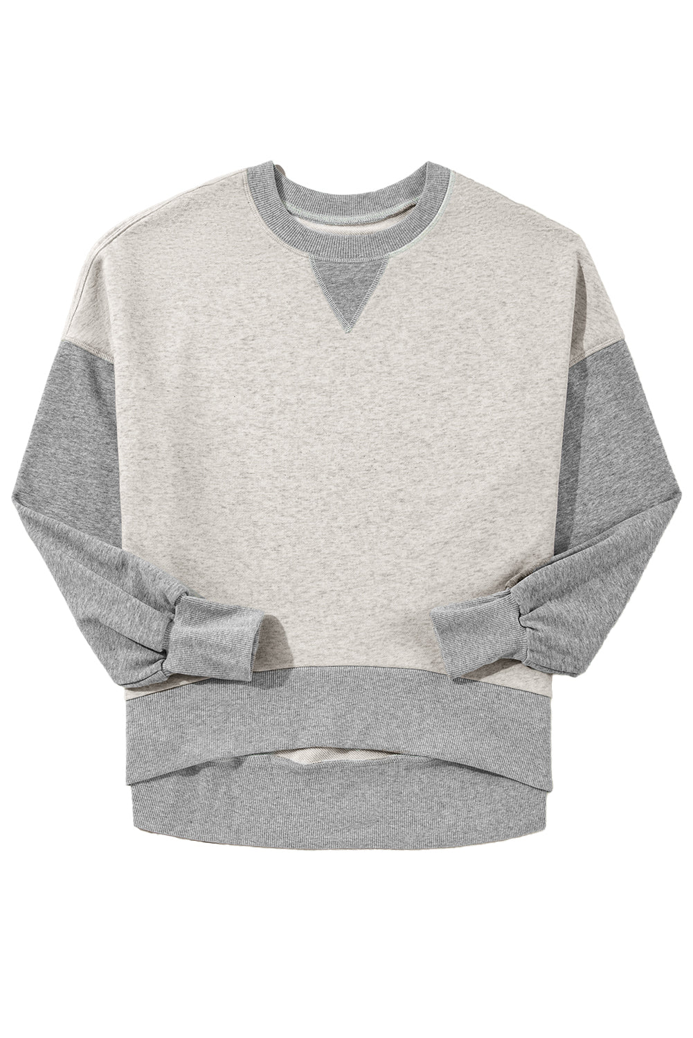 Colour Block Thumbhole Sleeve Drop Shoulder Sweatshirt | Light Grey