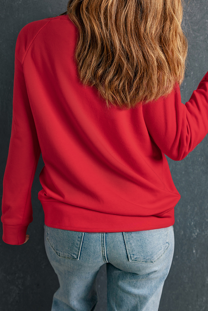 Bold Sequin Heart Crewneck Valentines Pullover Sweatshirt | Red