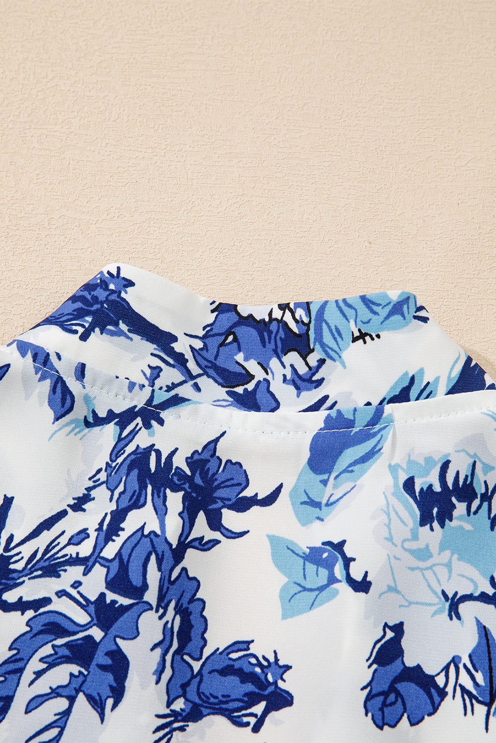 Floral Print Notched Neck Elegant Blouse | Sky Blue