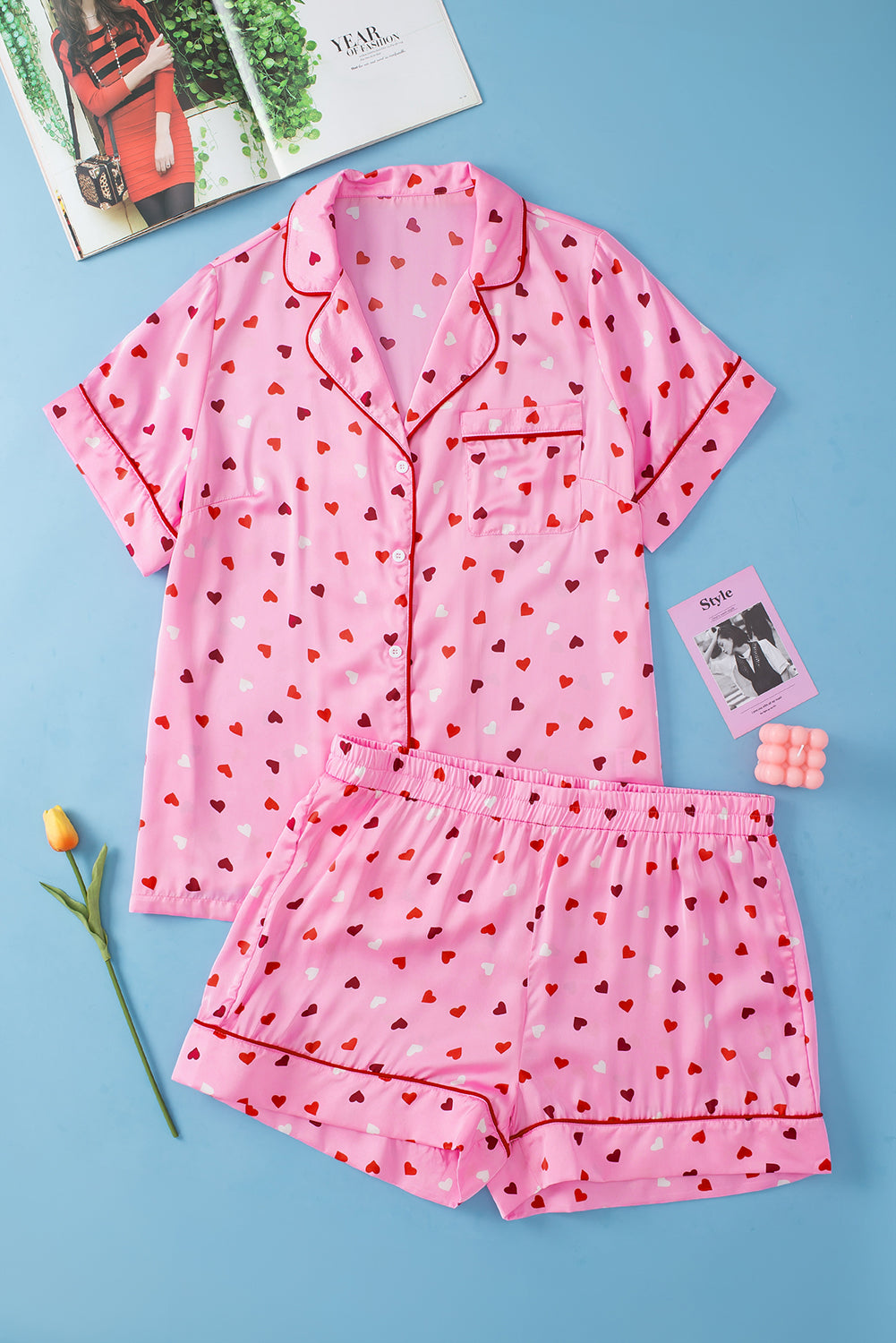 Valentine Heart Shape Print Plus Size Sleepwear | Pink