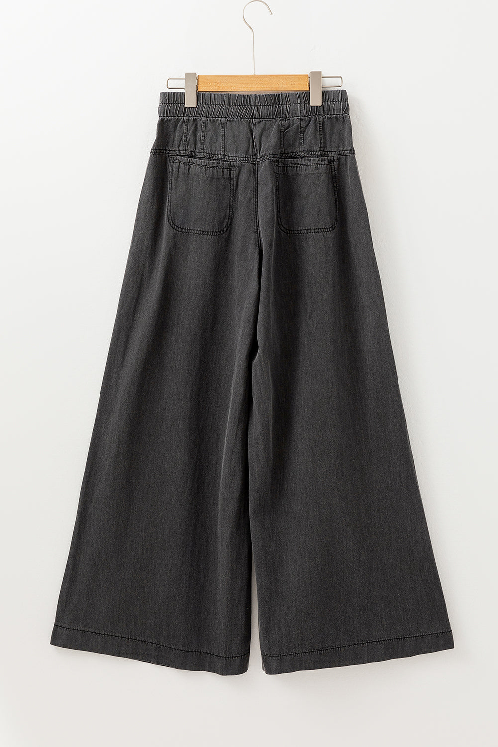 Mineral Wash Button Fly Waist Wide Leg Jeans | Carbon Grey