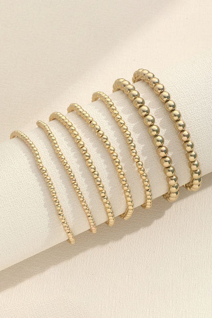 7Pcs/Set Minimalist Plated Beaded Luxury Bracelet Set | Gold