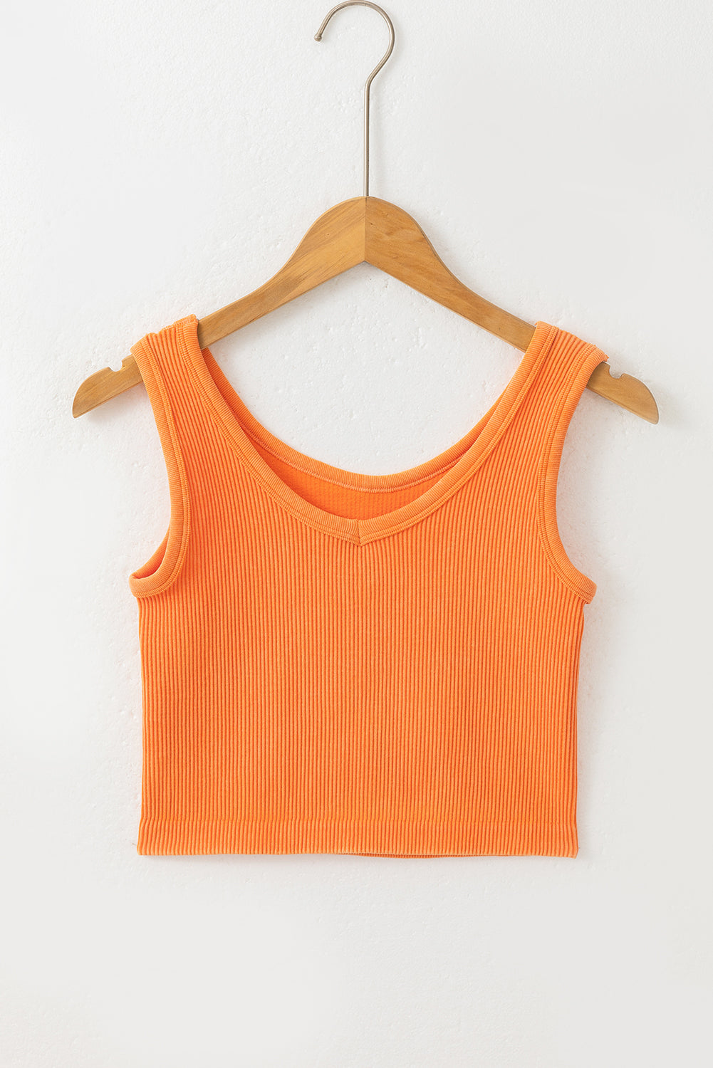 Ribbed Seamless Cropped Tank Top | Grapefruit Orange