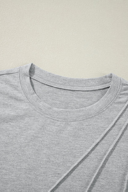 Crew Neck Pleated Tank Top | Gray