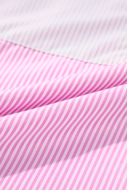 Print Colourblock Plus Size Shirt | Pink Stripe