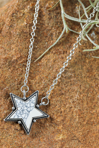 Star Shape Pendant Chain Necklace | White