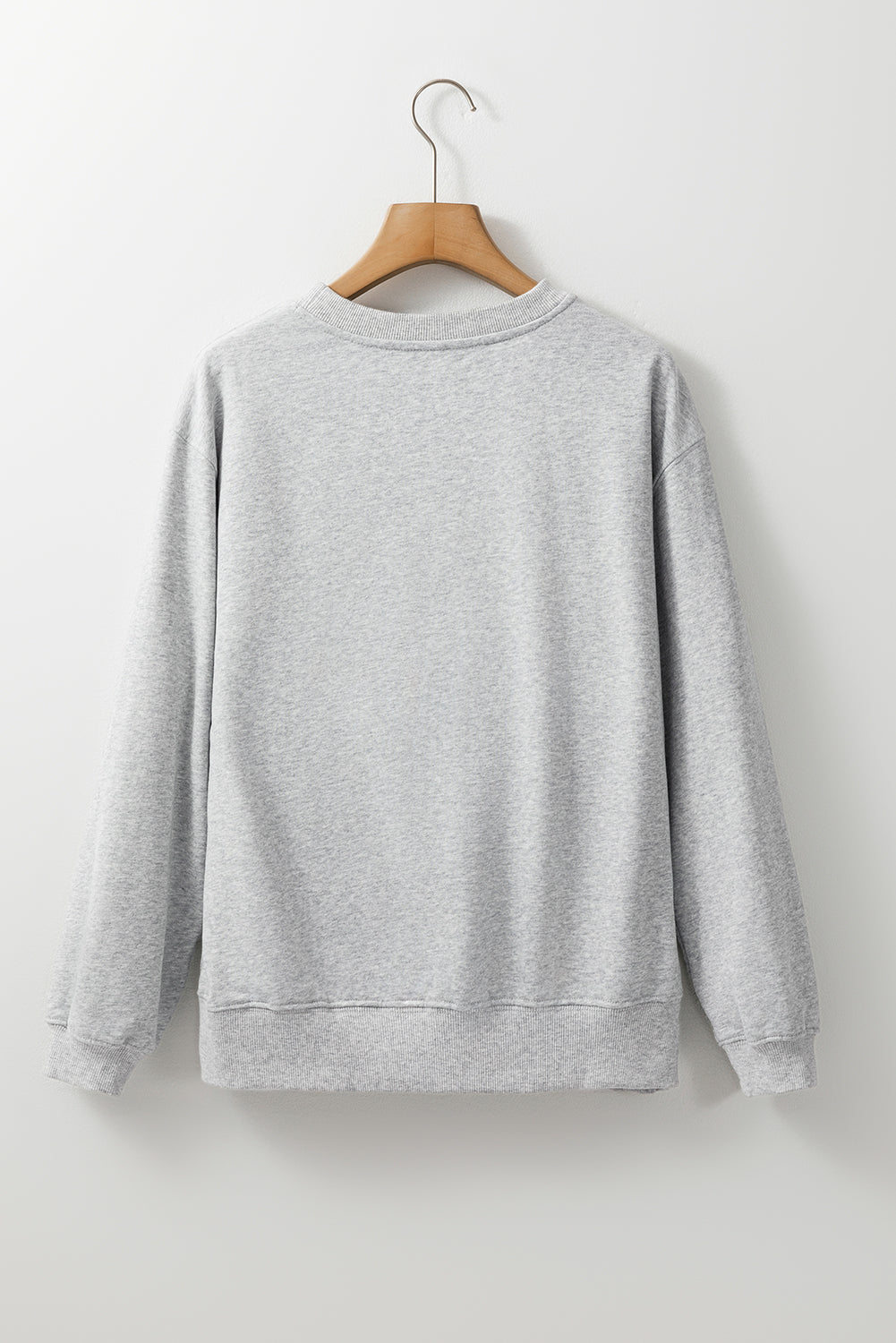 Plain Drop Shoulder Crewneck Pullover Sweatshirt | Light Grey