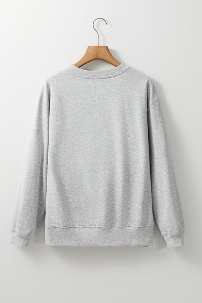 Plain Drop Shoulder Crewneck Pullover Sweatshirt | Light Grey