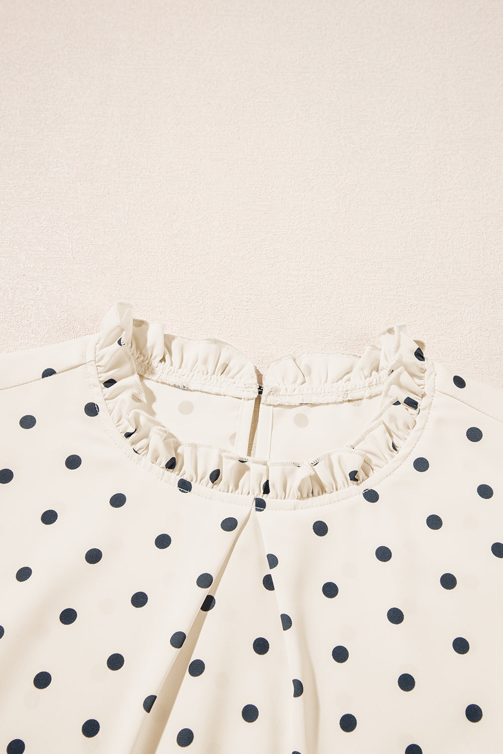 Polka Dot Print Frilled Collar Lantern Sleeve Blouse | Apricot