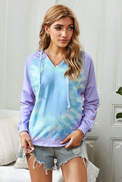 Colourblock The Sun Cotton Blend Tie Dye Hoodie | Purple