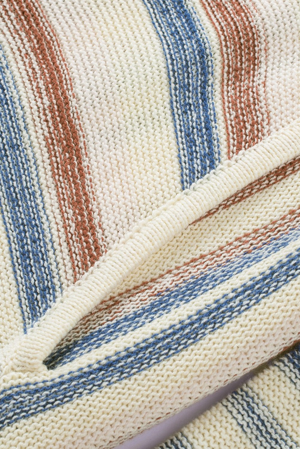 Striped Knit Kangaroo Pocket Hooded Sweater | Multicolour