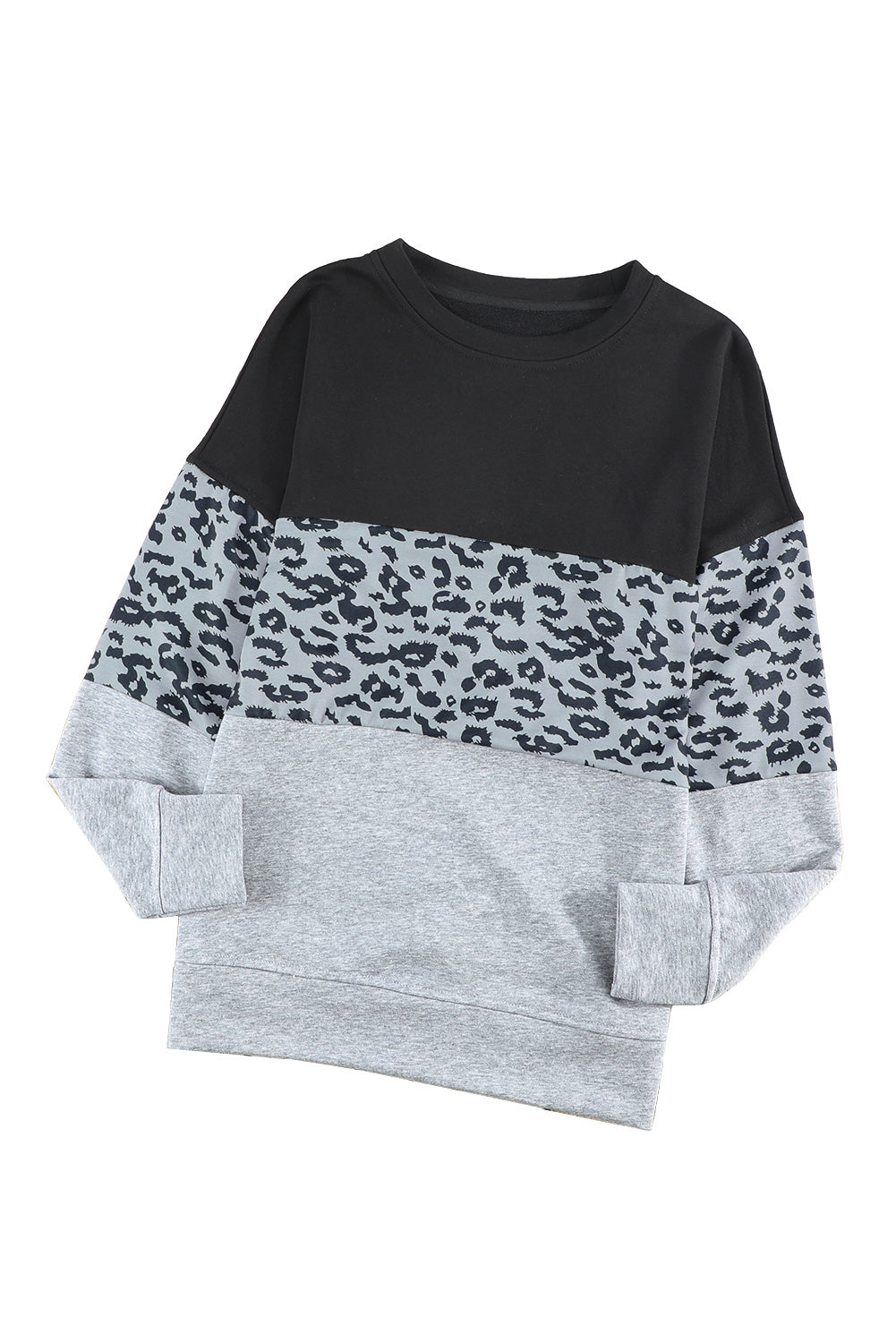 Colourblock Contrast Stitching Sweatshirt With Slits | Gray