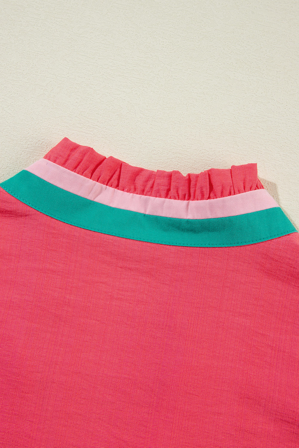 Colourful Trim V Neck Short Sleeve Blouse | Carrot