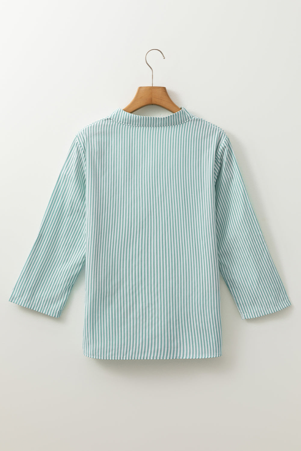 V Neck Roll Up Sleeve Pocket Patched Classic Shirt | Green Stripe