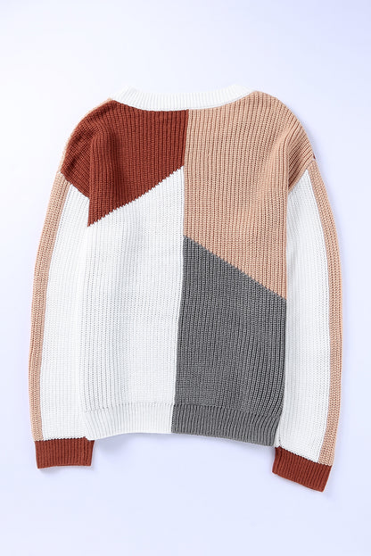 Loose Fit Colour Block Knit Sweater | Multicolour