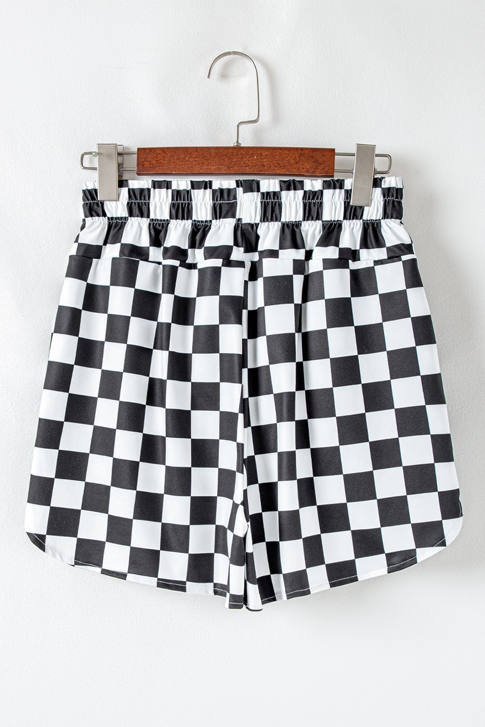 Checkered Print High Waist Casual Shorts | Black