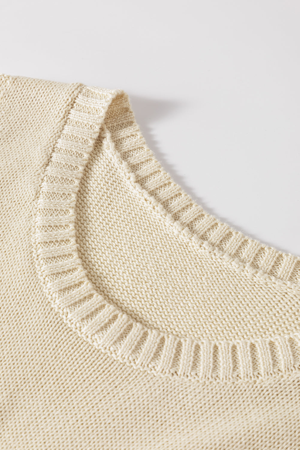 Pointelle Detail Solid Colour Knit Sweater Vest | Beige