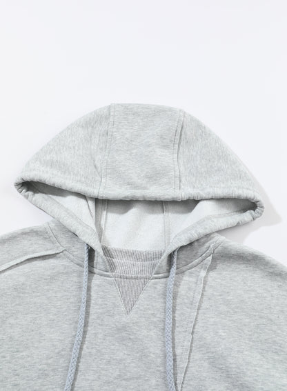 Active Patchwork Detail Warm Winter Hoodie | Gray