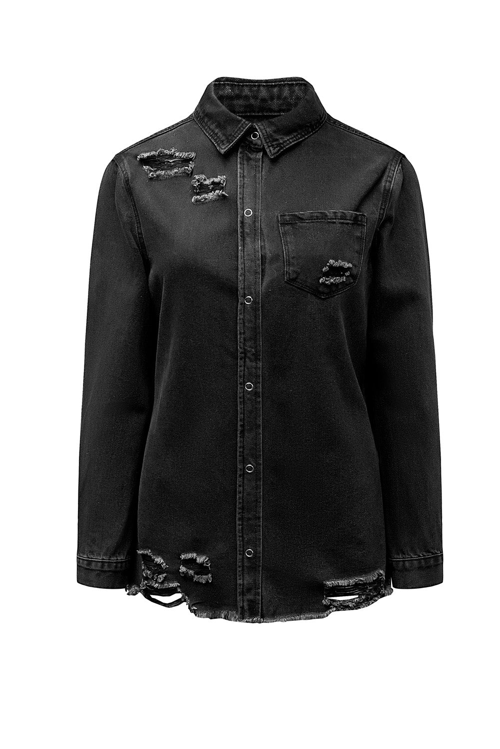 Ripped Denim Jacket | Black