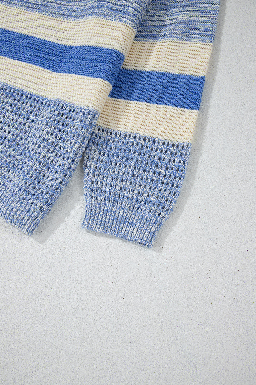 Open Stitch Puff Sleeve Sweater | Light Blue