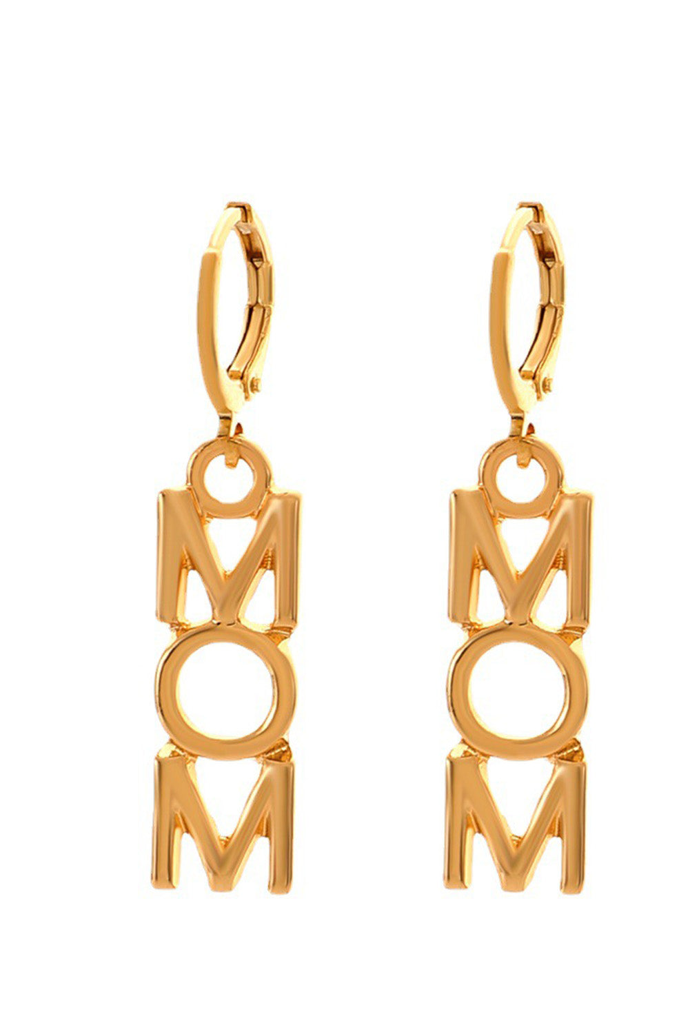 Mom Letter Pendant Alloy Earrings | Gold