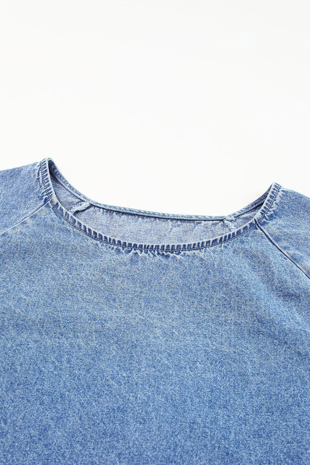 Raw Edge Denim Top | Sky Blue