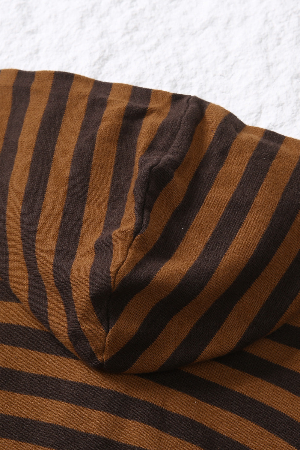 Striped Knit Quarter Zip Hoodie | Brown