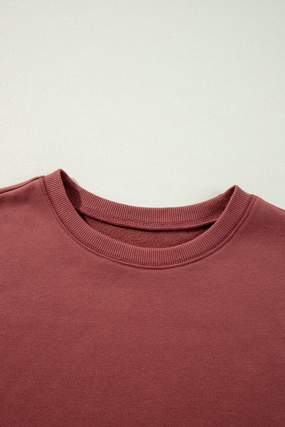 Two Tone Patchwork Drop Shoulder Pullover Sweatshirt | Mineral Red