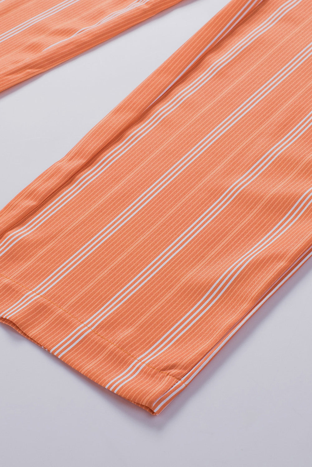 Striped Shirred High Waist Straight Leg Pants | Orange