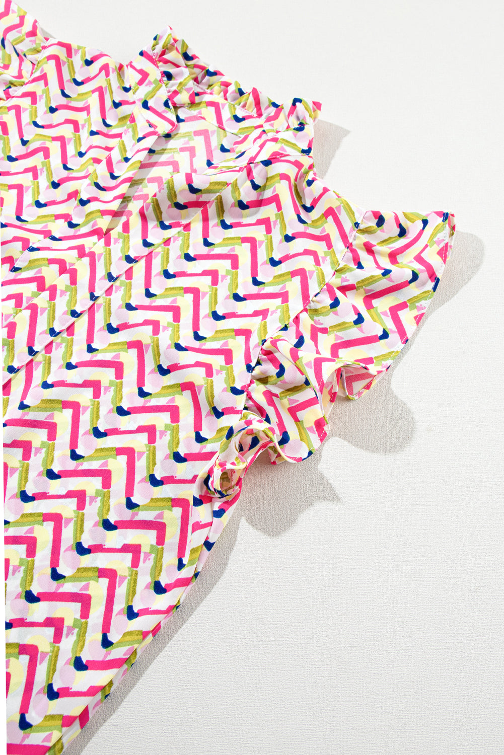 Chevron Print Ruffled Sleeve Blouse | Multicolour