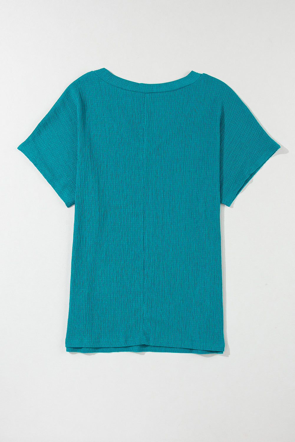 Crinkled V Neck Wide Sleeve T-Shirt | Blue Sapphire