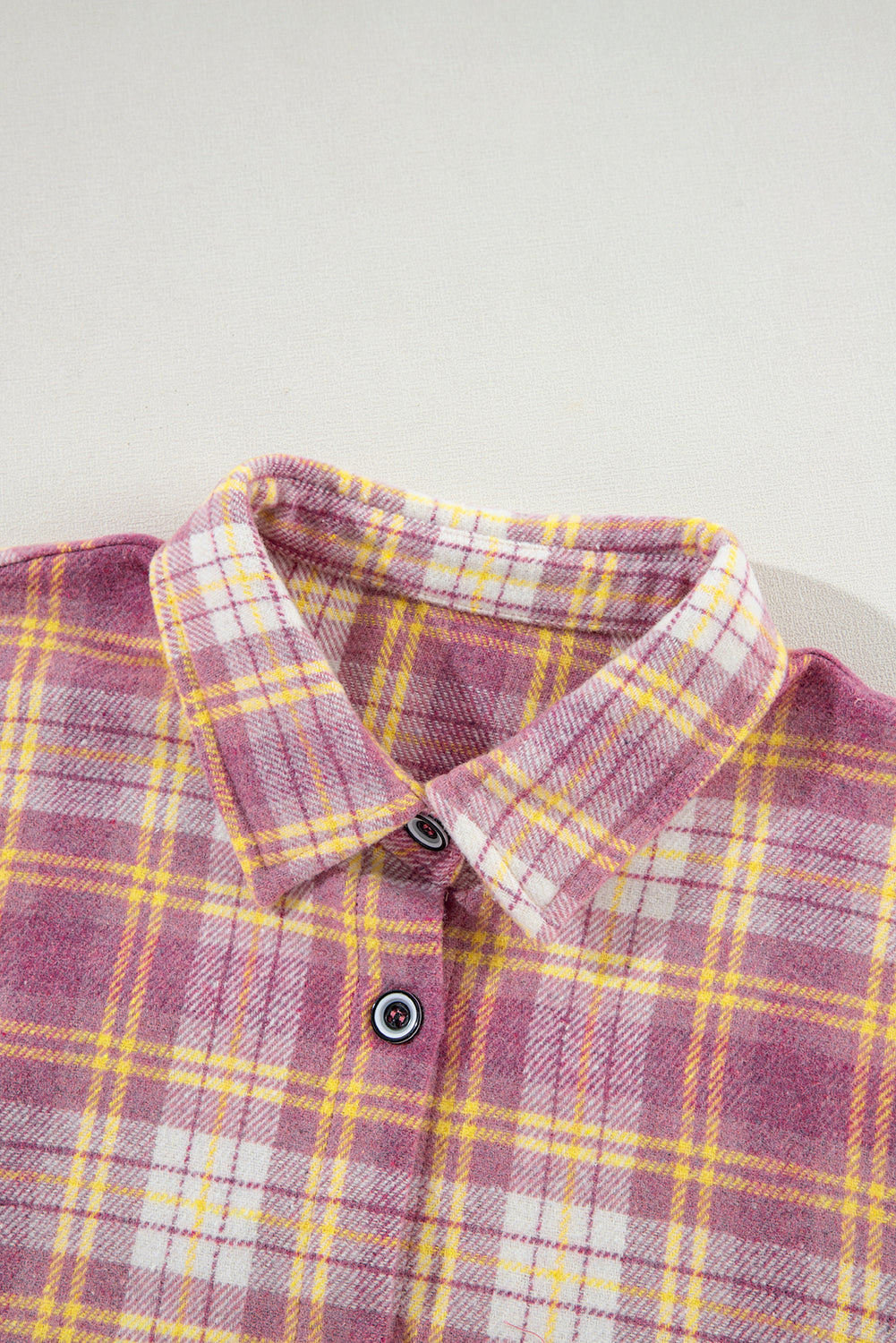 Plaid Print Chest Pocket Long Sleeve Shacket | Pink