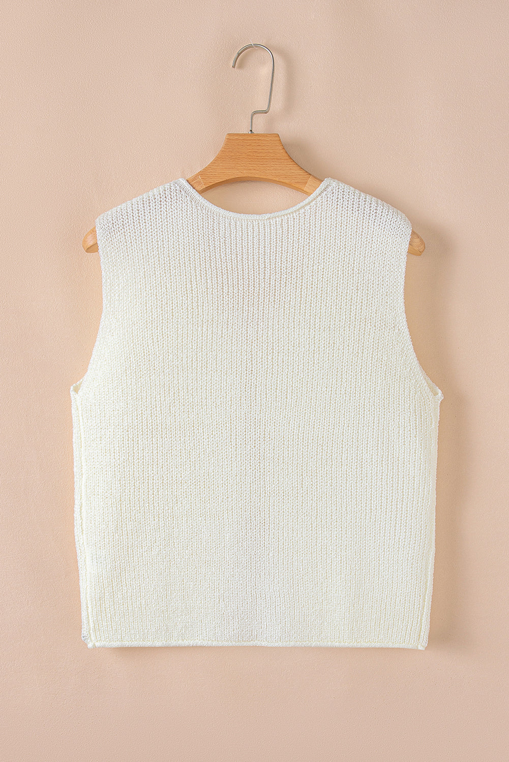 Lace-Up Front V Neck Sweater Vest | Beige