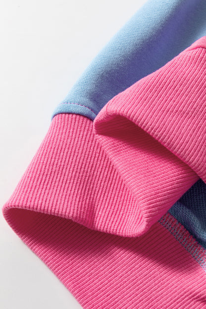 Colourblock Patchwork Drop Shoulder Sweatshirt | Bright Pink