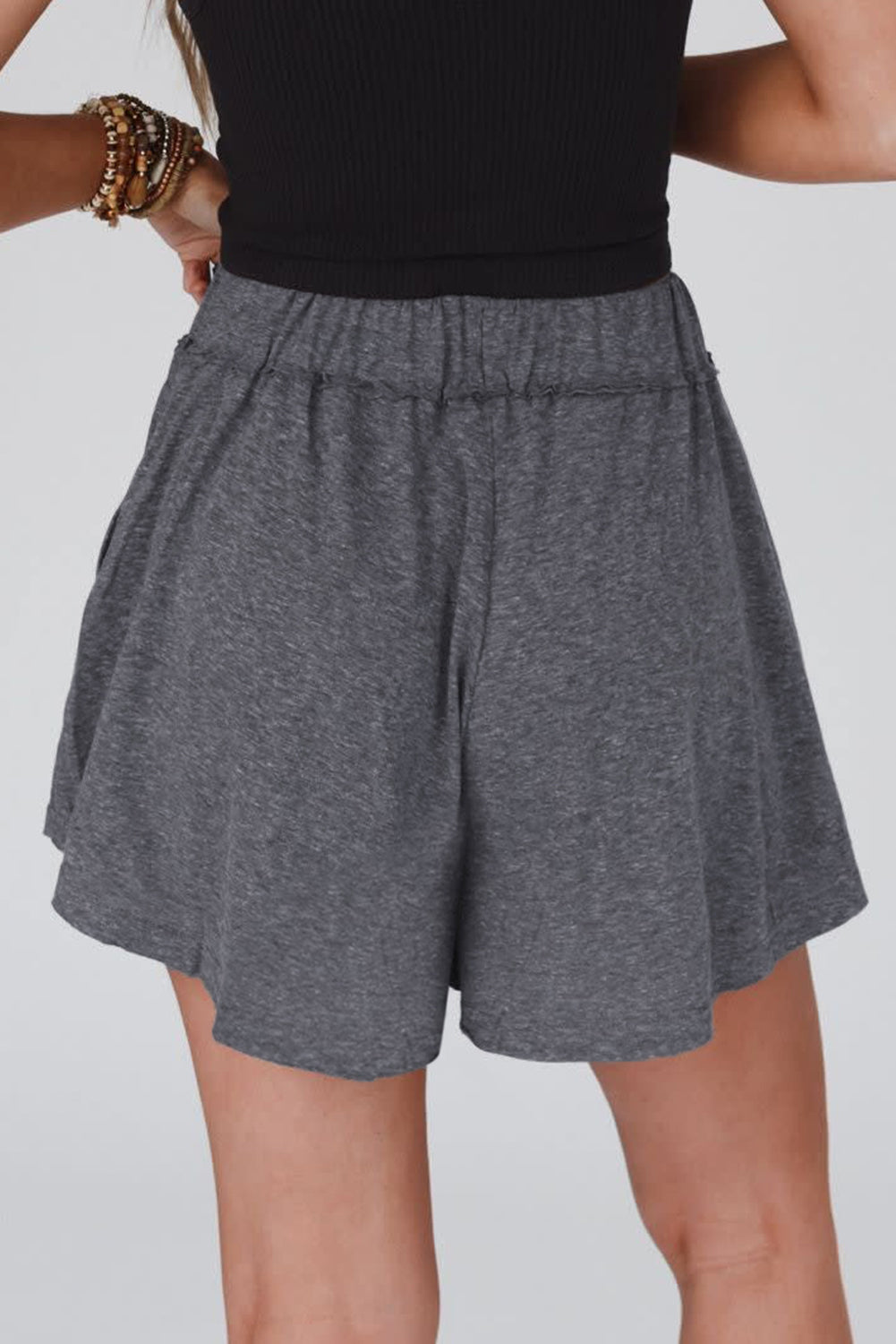 Elastic Waist Culotte Shorts | Gray