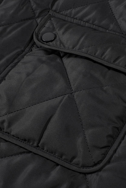 Fleece Lined Quilted Zip Up Vest Coat | Black