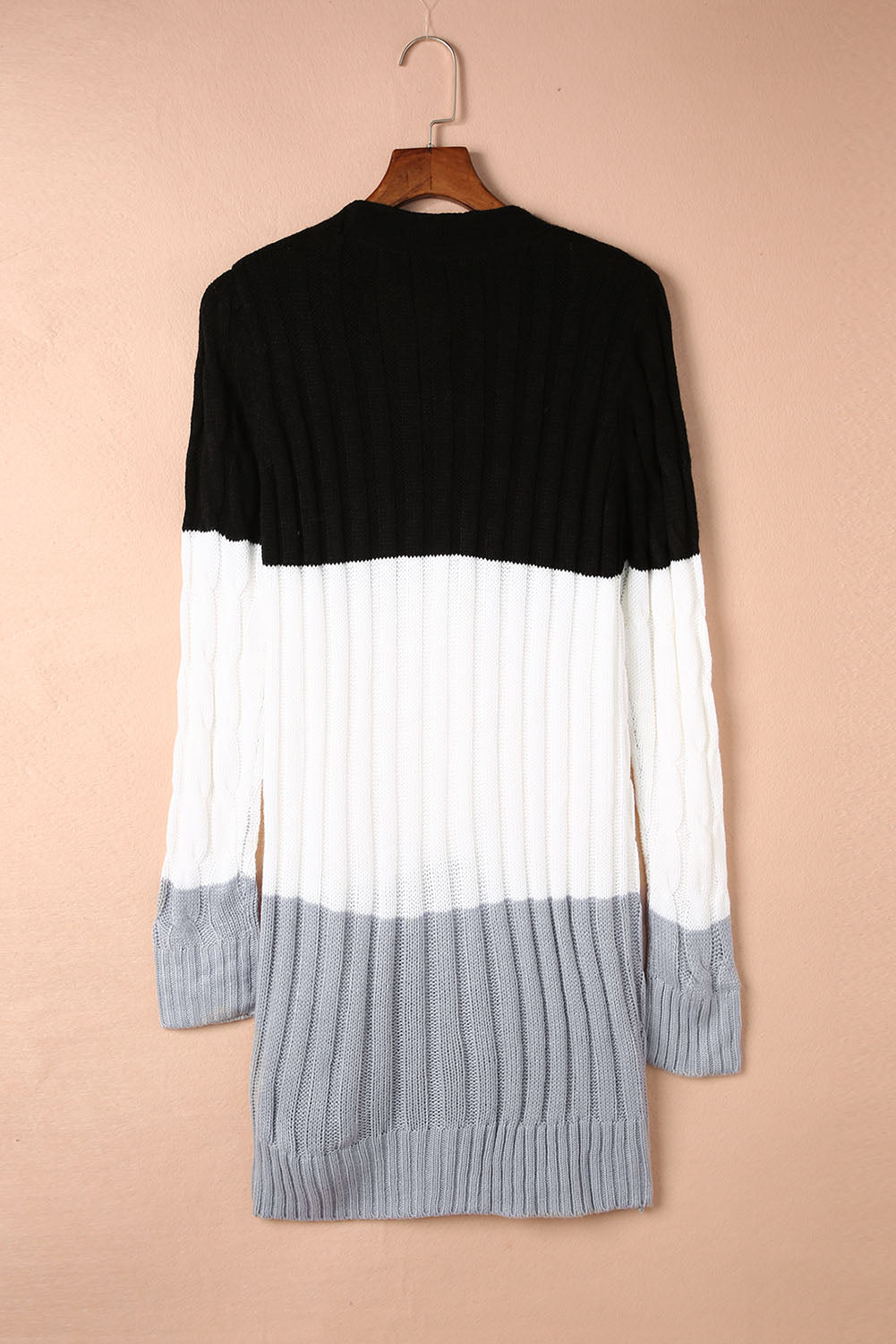 Colourblock Button Pocket Knit Cardigan | Black