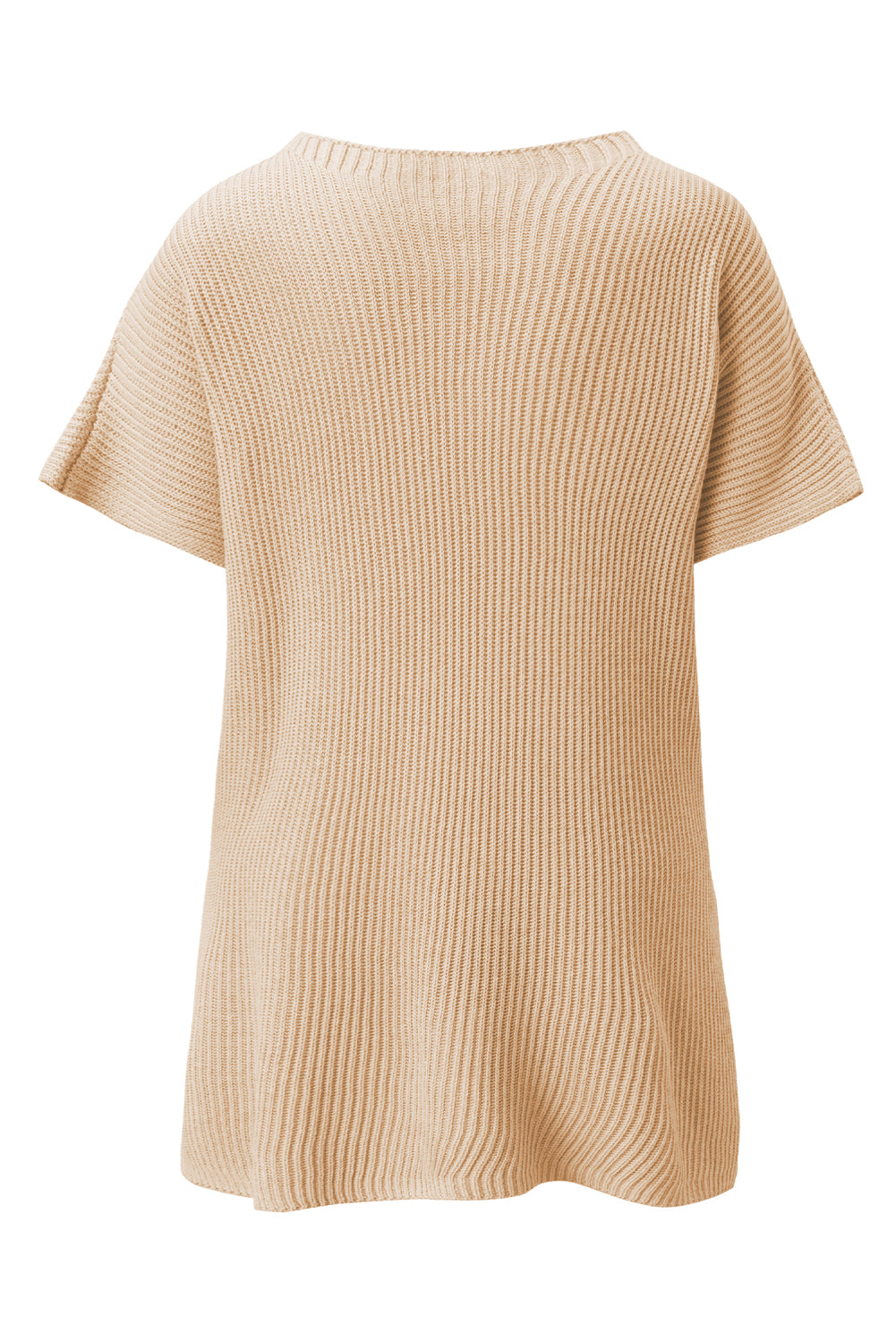 Short Sleeve Side Slit Oversized Sweater | Apricot