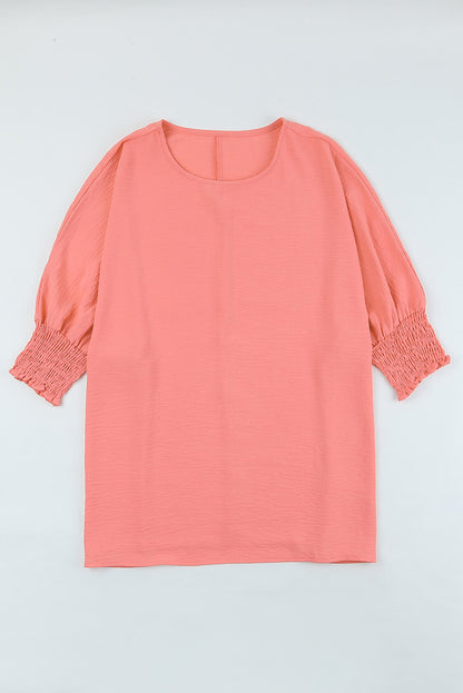 Smocked Wrist Shift Top | Pink