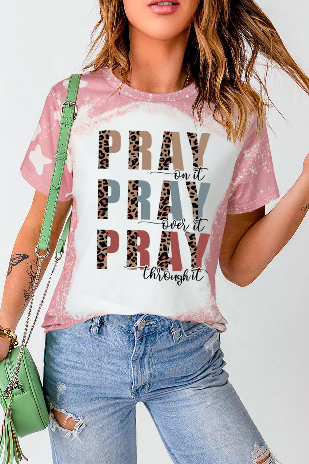 Pray Graphic Tie Dye Tee | Pink