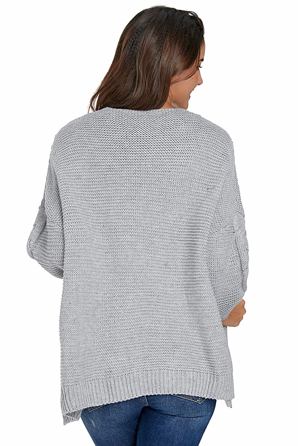 Chunky Wide Long Sleeve Knit Cardigan | Gray