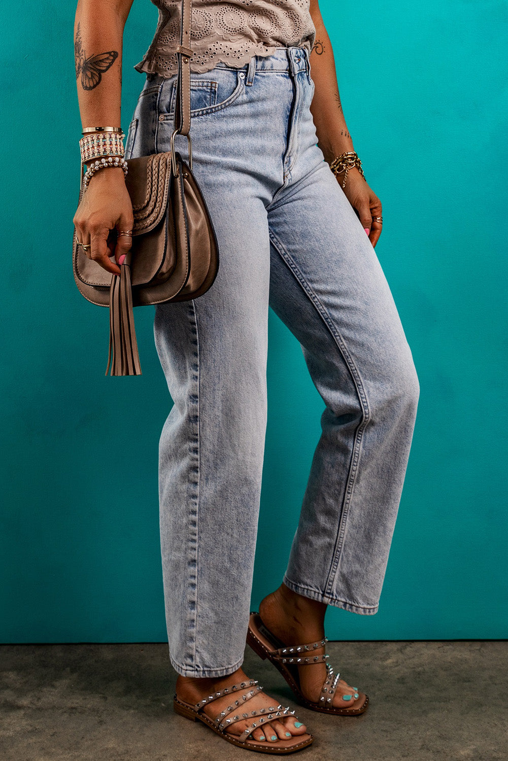 Acid Wash Straight Jeans | Beau Blue