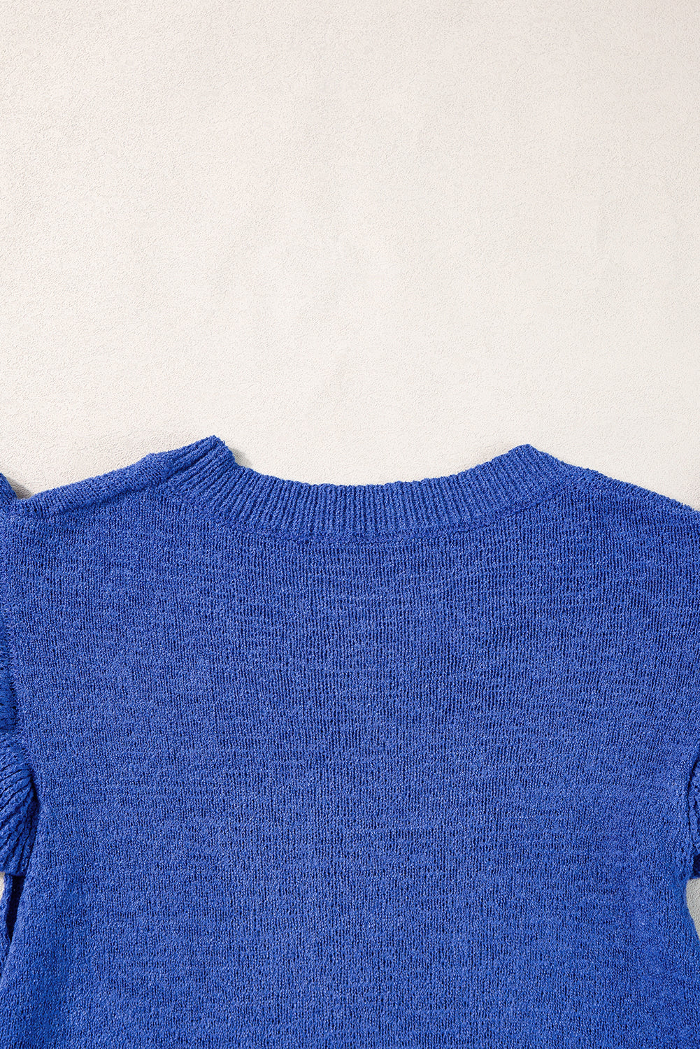 Ruffle Sleeve Knitted Sweater Top | Dark Blue