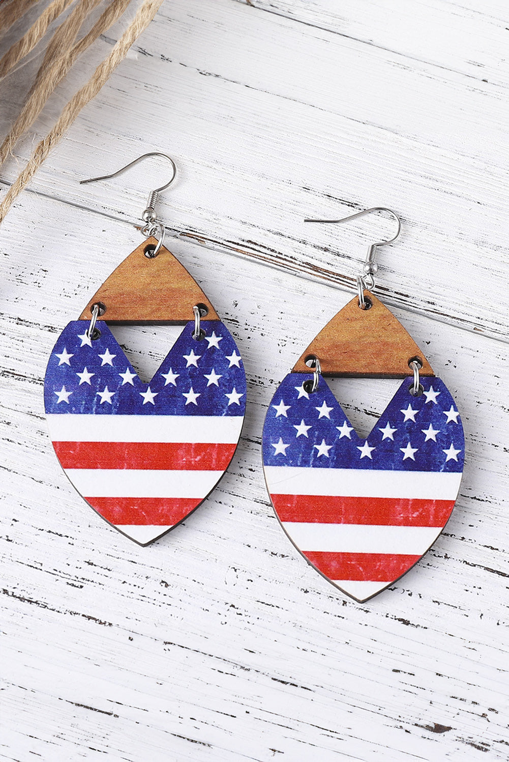 Independence Day Star Striped Hook Earrings | Dark Blue